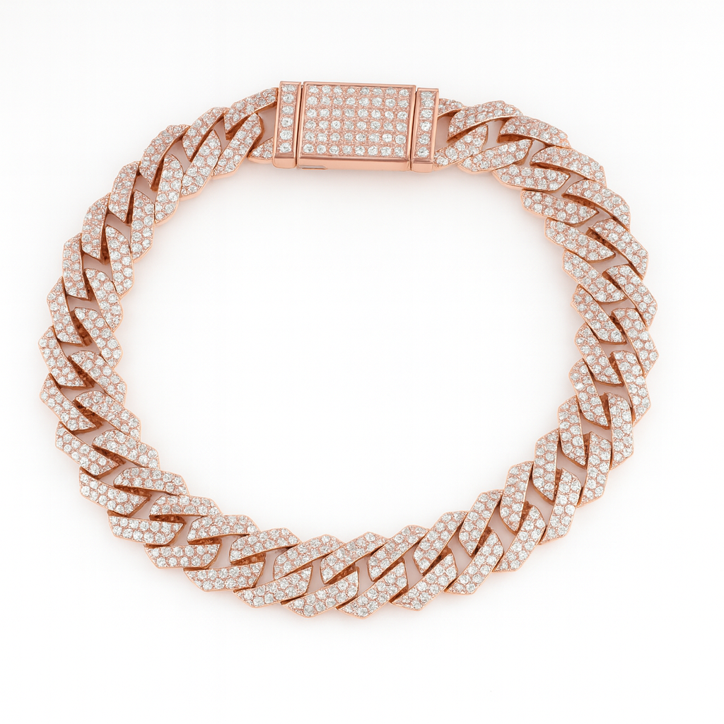 12mm Cuban Link Bracelet Iced Out 14k