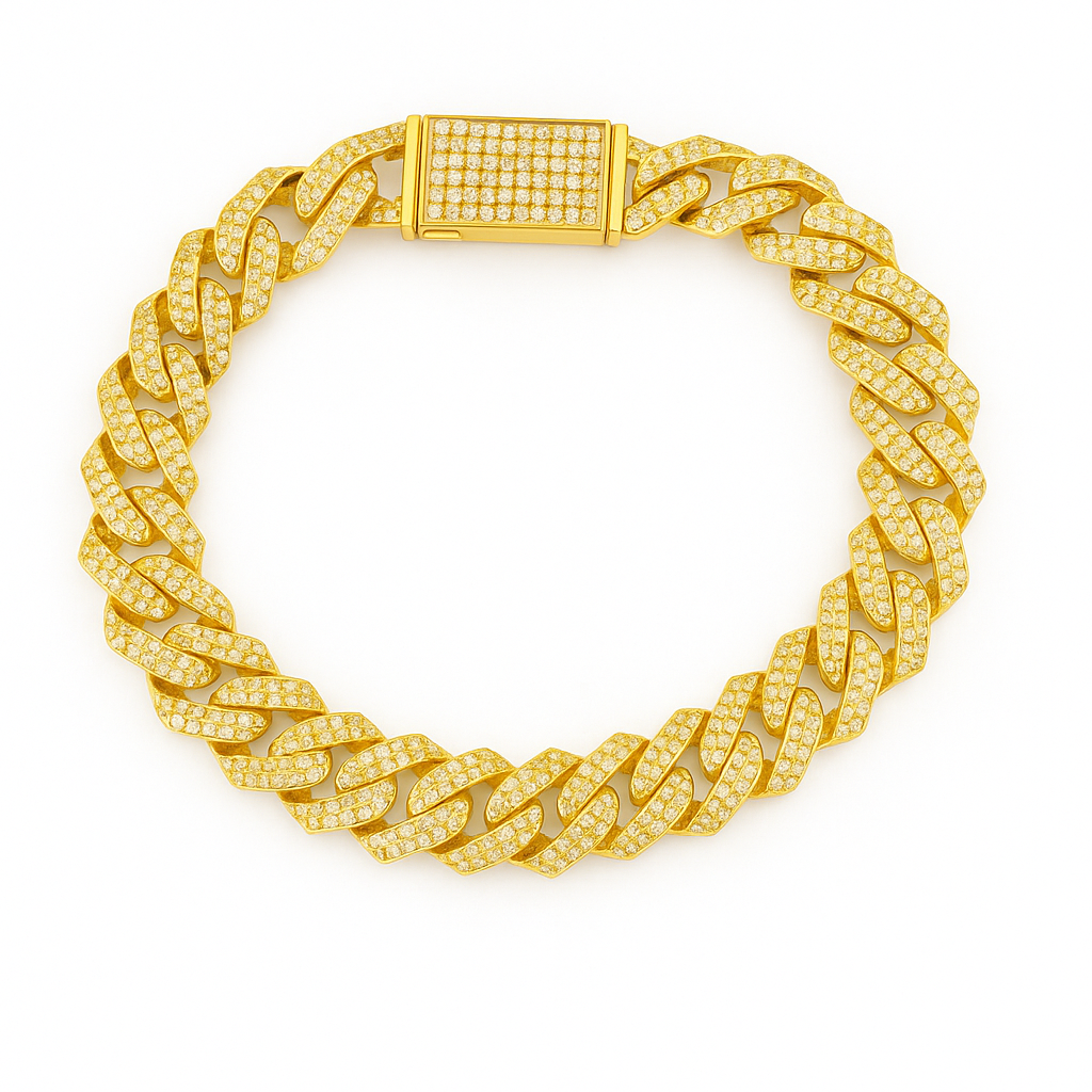 12mm Cuban Link Bracelet Iced Out 14k