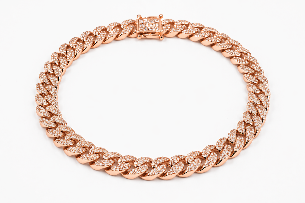 Cuban Necklace 14k Solid Gold Iced Out Lab Diamond 8mm