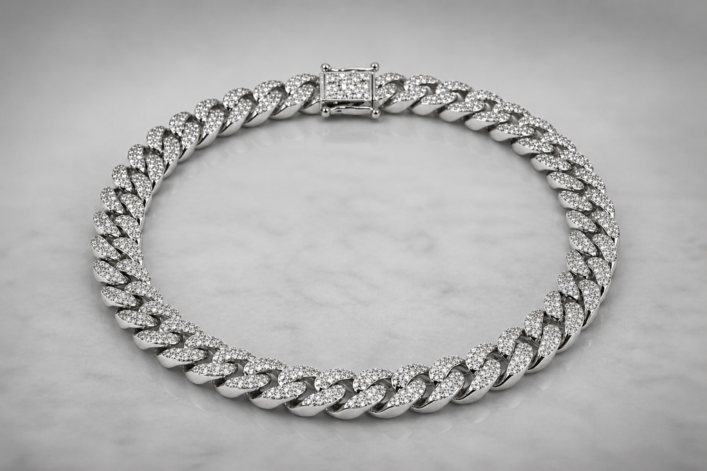 Cuban Necklace 14k Solid Gold Iced Out Lab Diamond 8mm