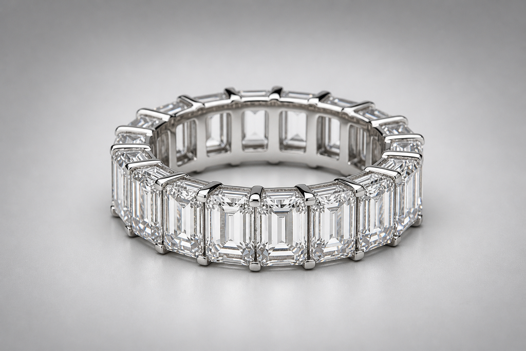 Emerald Cut Lab Grown Diamond Eternity Band