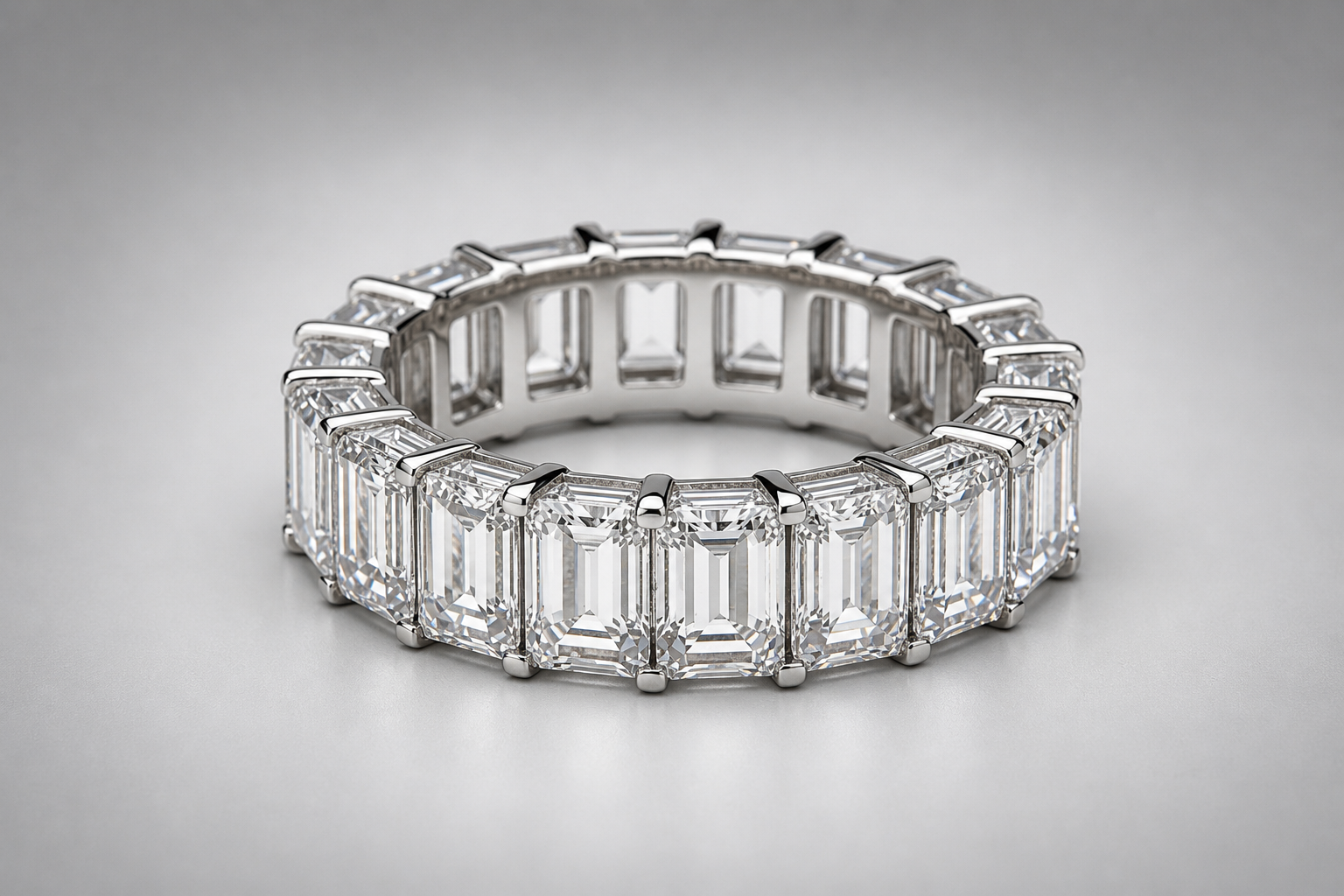Emerald Cut Lab Grown Diamond Eternity Band