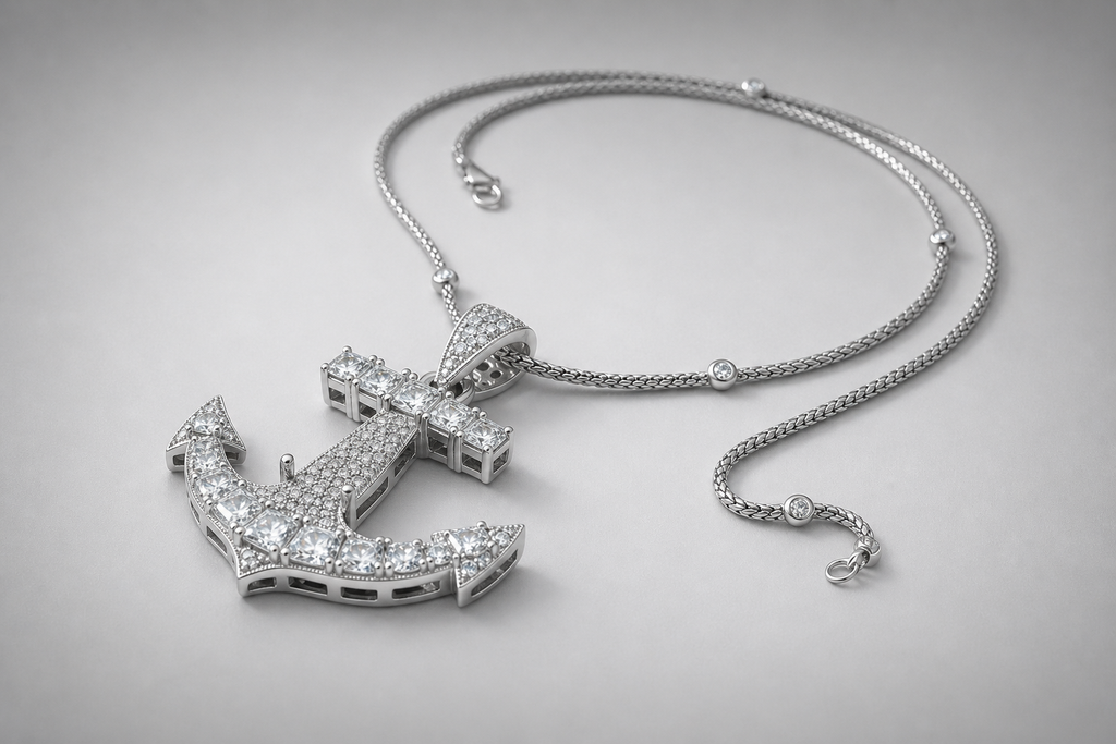 Custom Anchor Lab Diamond Necklace