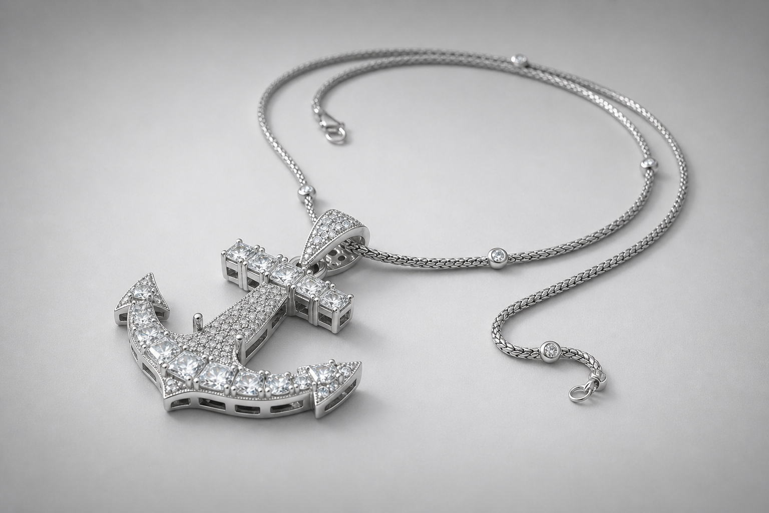 Custom Anchor Lab Diamond Necklace