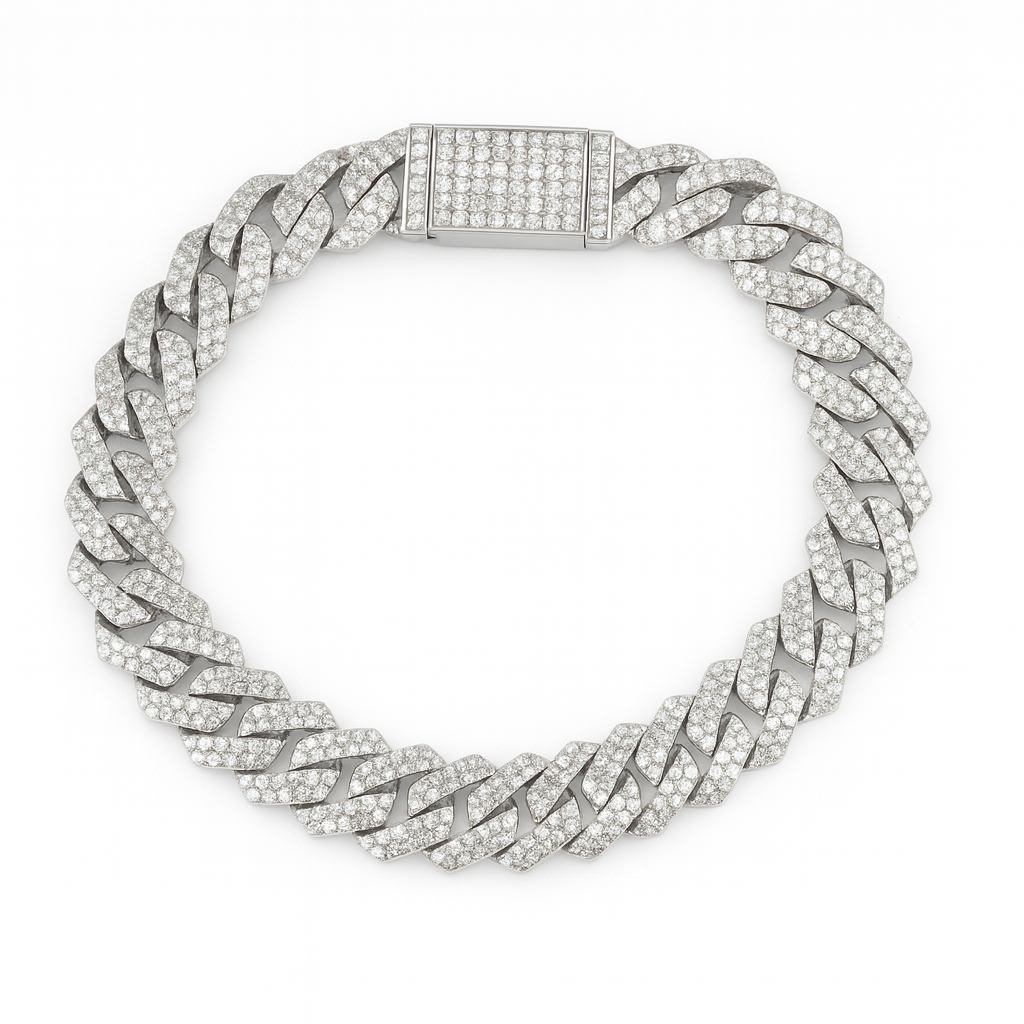 12mm Cuban Link Bracelet Iced Out 14k