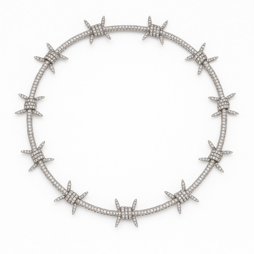 Barbed Wire Diamond Necklace 14k