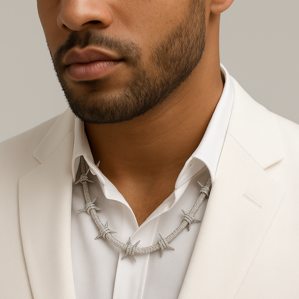 Barbed Wire Diamond Necklace 14k