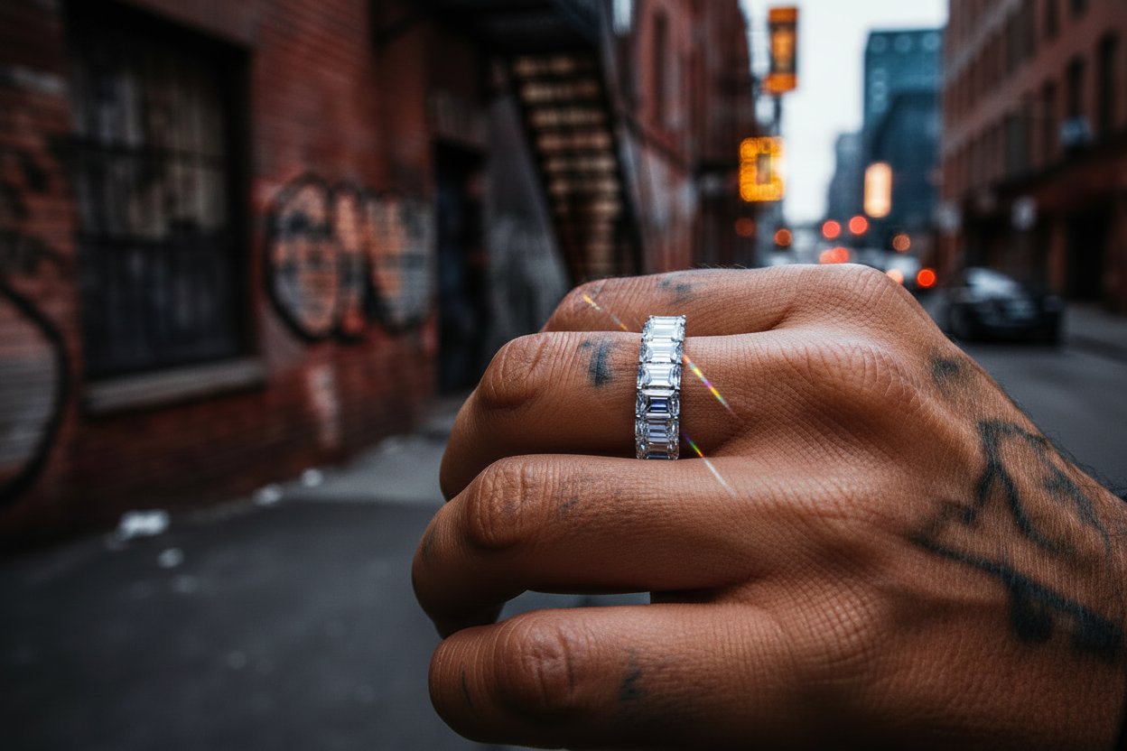 Emerald Cut Lab Grown Diamond Eternity Band