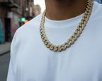Cuban Necklace 14k Solid Gold Iced Out Lab Diamond 8mm