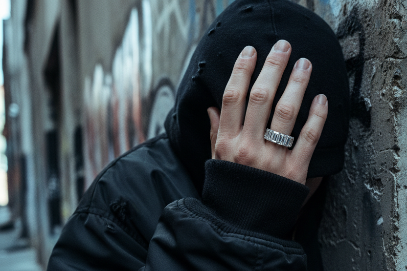 lab grown diamond emerald cut eternity band ring