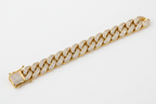 8mm iced Cuban link bracelet in gold plated sterling silver with lab diamonds