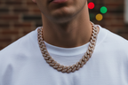Cuban Necklace 14k Solid Gold Iced Out Lab Diamond 8mm