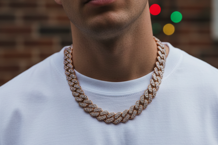 rose gold iced out cuban necklace