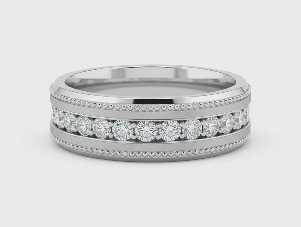 Men’s Milgrain Lab Grown Diamond Channel Band