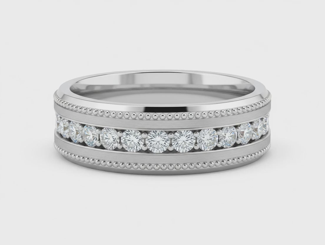 Men’s Milgrain Lab Grown Diamond Channel Band