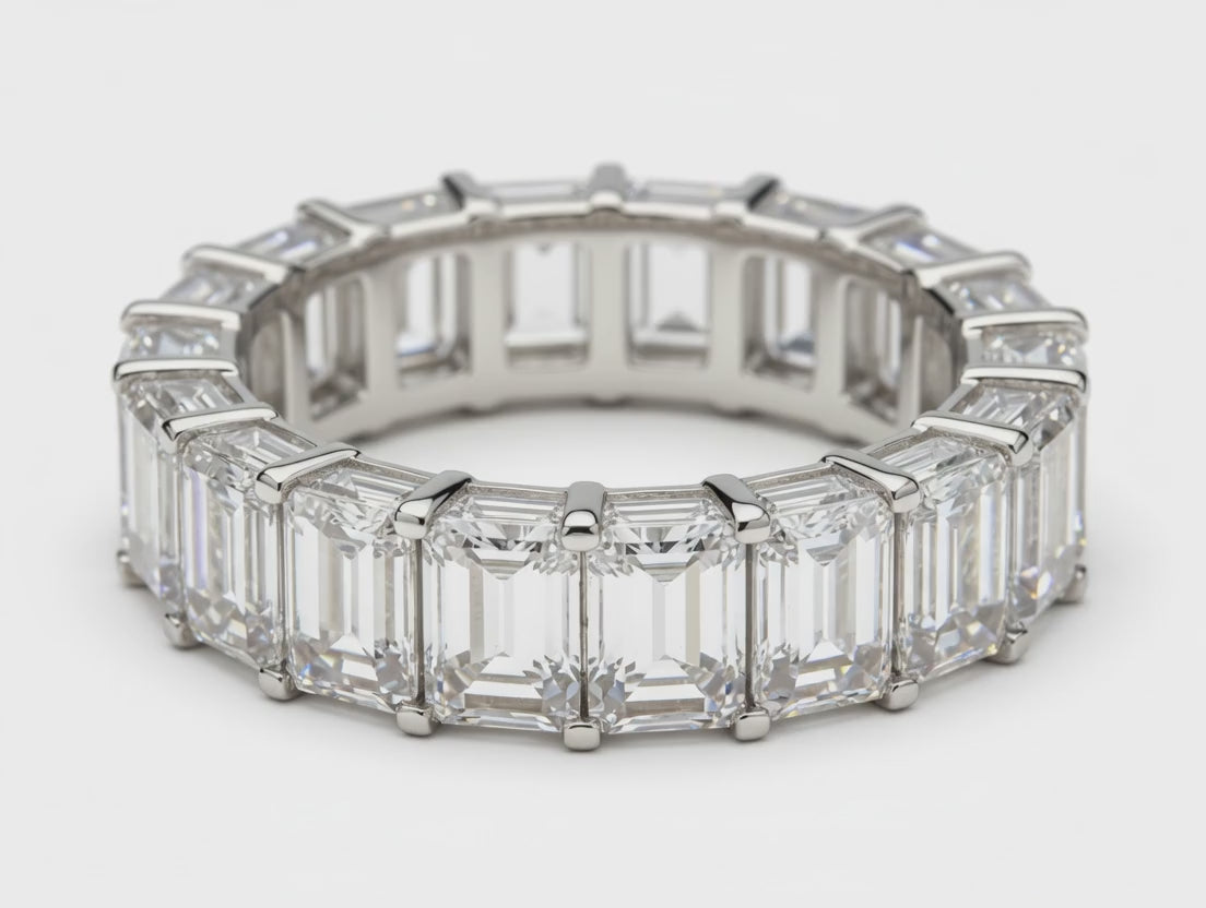 Emerald Cut Lab Grown Diamond Eternity Band