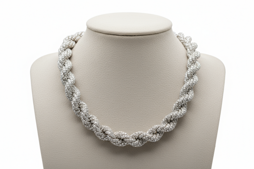 10mm Iced Rope Chain 14k Gold