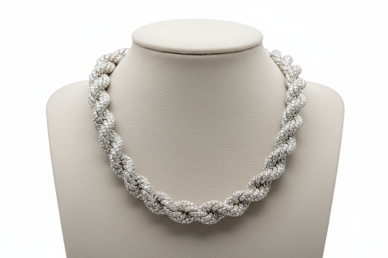 10mm Iced Rope Chain 14k Gold