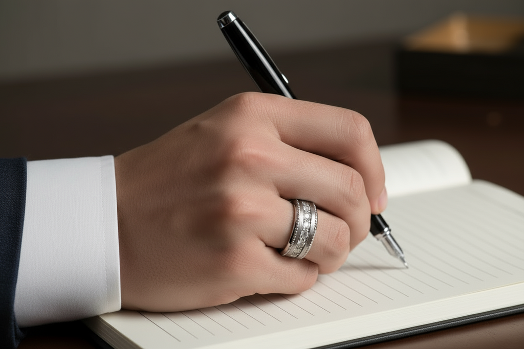 Men’s Milgrain Lab Grown 0.75 ctw Channel Band 14k