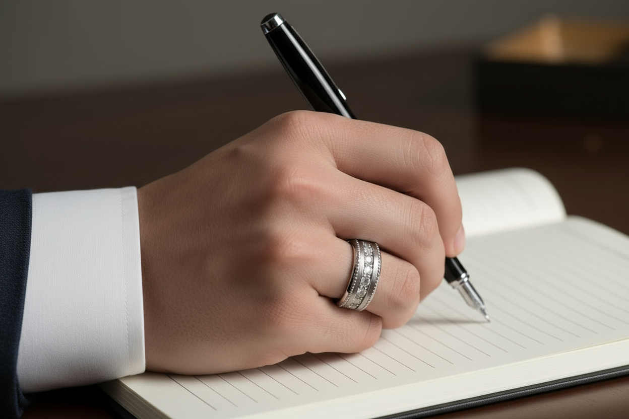 Men’s Milgrain Lab Grown 0.75 ctw Channel Band 14k